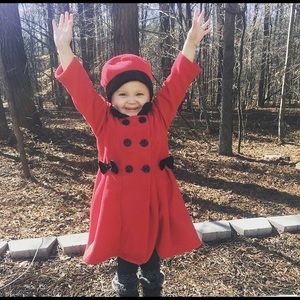 Red and Black Coat and Hat Set